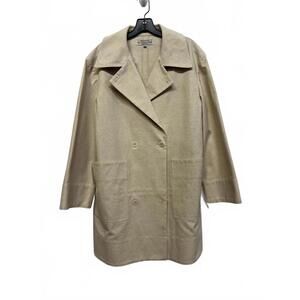 The J. Peterman Company Cream Double-Breasted Coat Size Large Oversized Box Coat